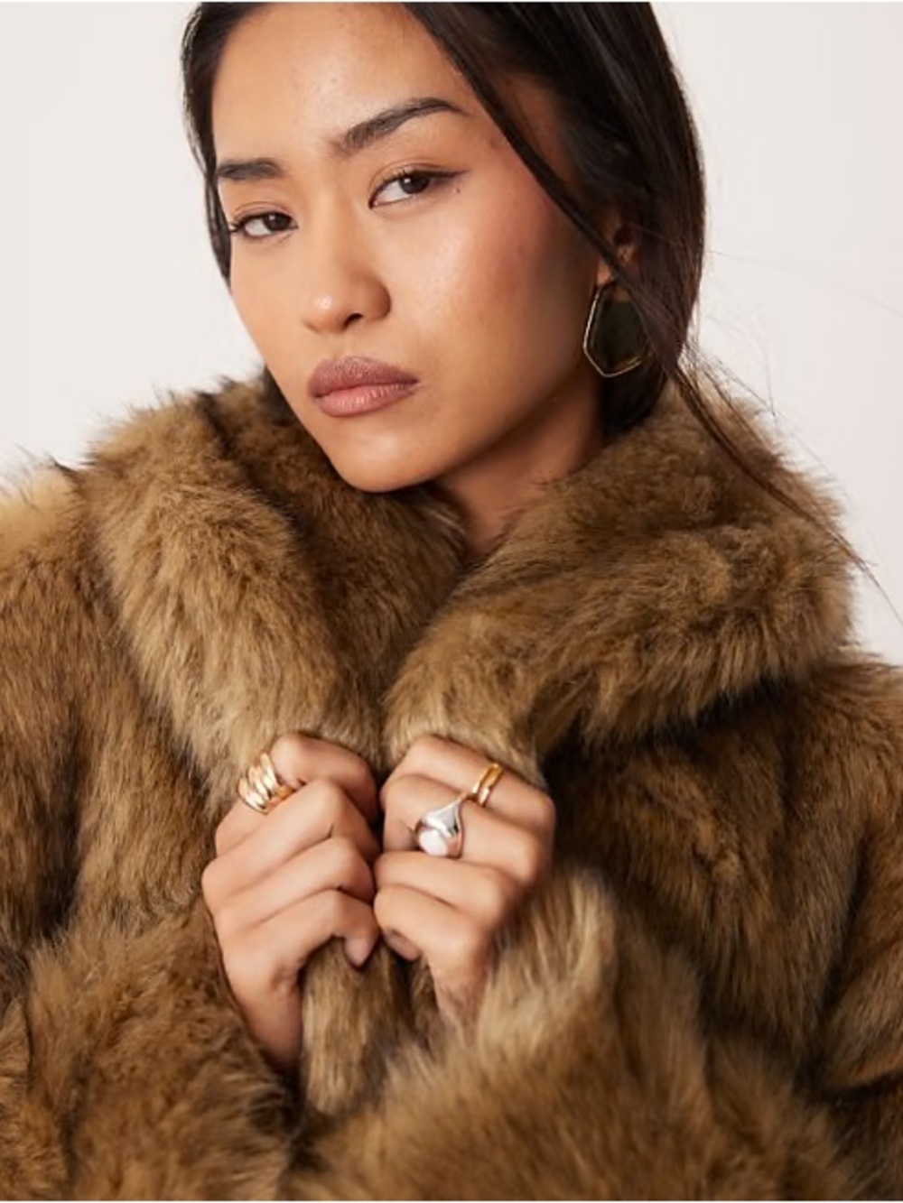 Brown Full Length Faux-Fur Coat - Picture 4 of 5